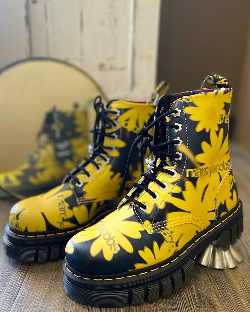 marc-jacobs-boots Dr Martens x Marc Jacobs yellow daisy platform boots