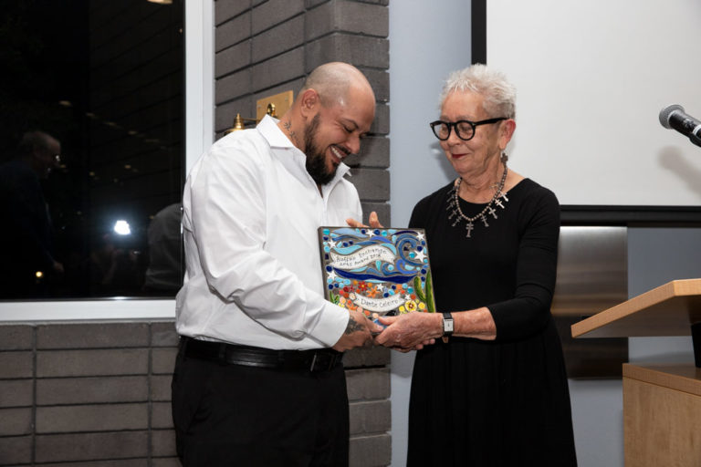 Dante Celeiro, Community Leader and 2018 Arts Award Recipient with Kirsten and Rebecca Block